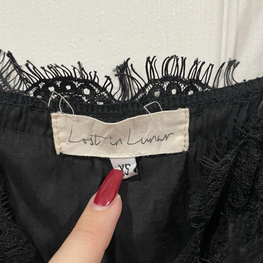 Women’s Lost In Lunar‎ Black Slip Dress Lace Size Xsmall Xs - Picture 9 of 10